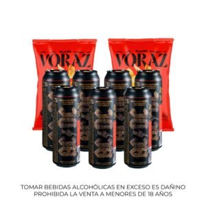 Pack 07 Cervezas ACDC Pale Lager 568ml + 02 papas Voraz